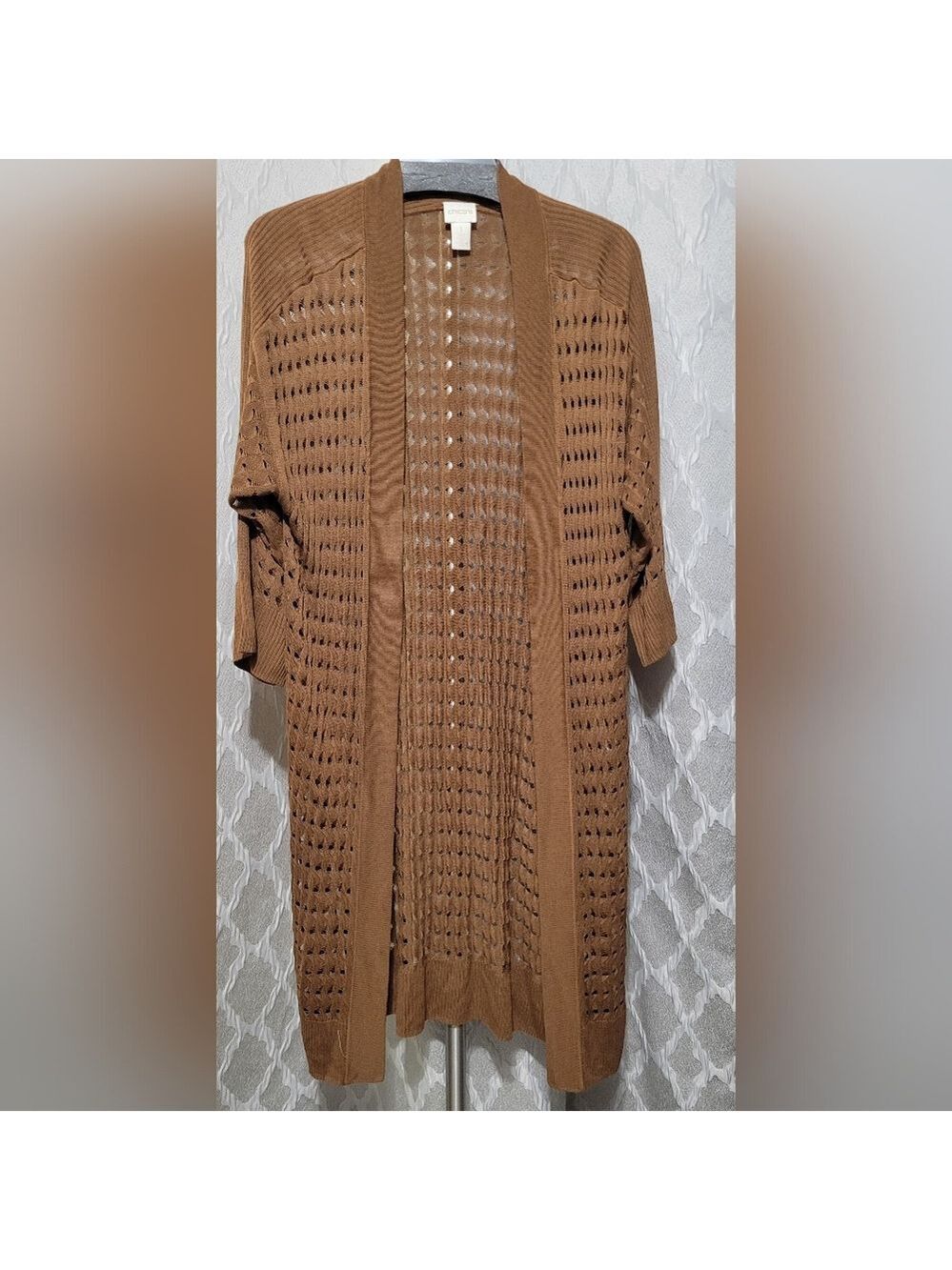 Chico's - Women's Textured Mesh Cardigan - Brown